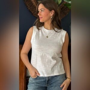 Faherty Sunwashed Slub Muscle Sleeveless Tank White Sz Large